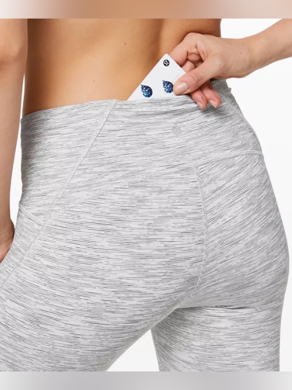 Lululemon Train Times 7/8 Pant White & Heathered Gray Mesh-Panel Leggings Size 2